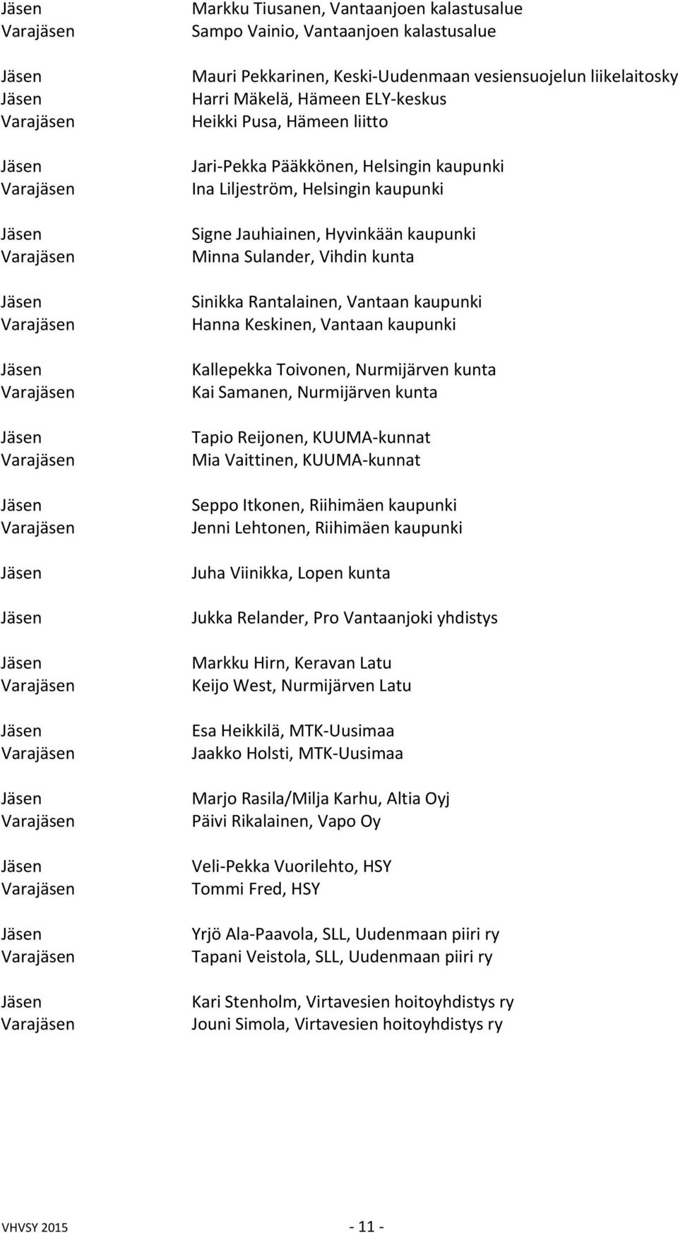Keskinen, Vantaan kaupunki Kallepekka Toivonen, Nurmijärven kunta Kai Samanen, Nurmijärven kunta Tapio Reijonen, KUUMA kunnat Mia Vaittinen, KUUMA kunnat Seppo Itkonen, Riihimäen kaupunki Jenni