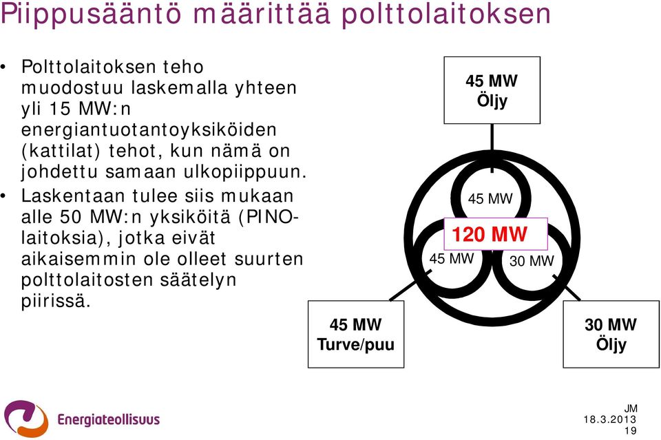 Laskentaan tulee siis mukaan alle 50 MW:n yksiköitä (PINOlaitoksia), jotka eivät aikaisemmin ole