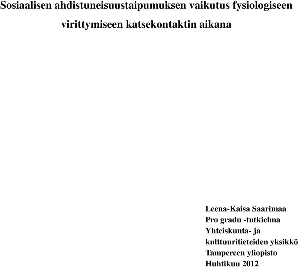 Leena-Kaisa Saarimaa Pro gradu -tutkielma