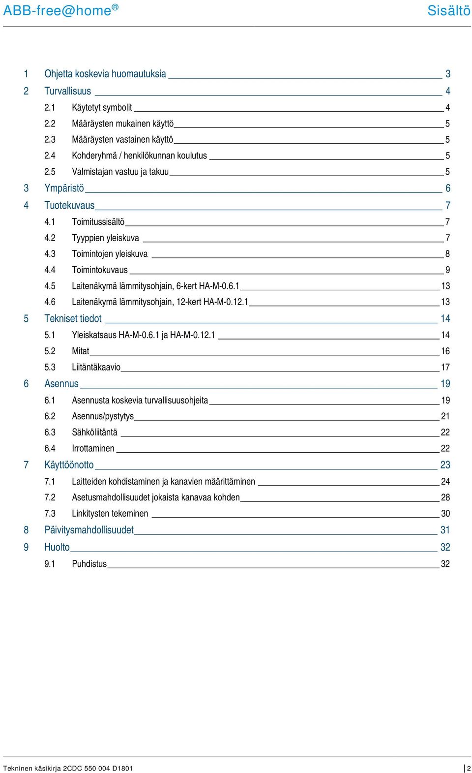 5 Laitenäkymä lämmitysohjain, 6-kert HA-M-0.6.1 13 4.6 Laitenäkymä lämmitysohjain, 12-kert HA-M-0.12.1 13 5 Tekniset tiedot 14 5.1 Yleiskatsaus HA-M-0.6.1 ja HA-M-0.12.1 14 5.2 Mitat 16 5.