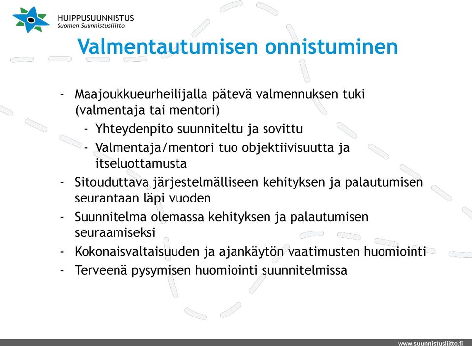 järjestelmälliseen kehityksen ja palautumisen seurantaan läpi vuoden - Suunnitelma olemassa kehityksen ja