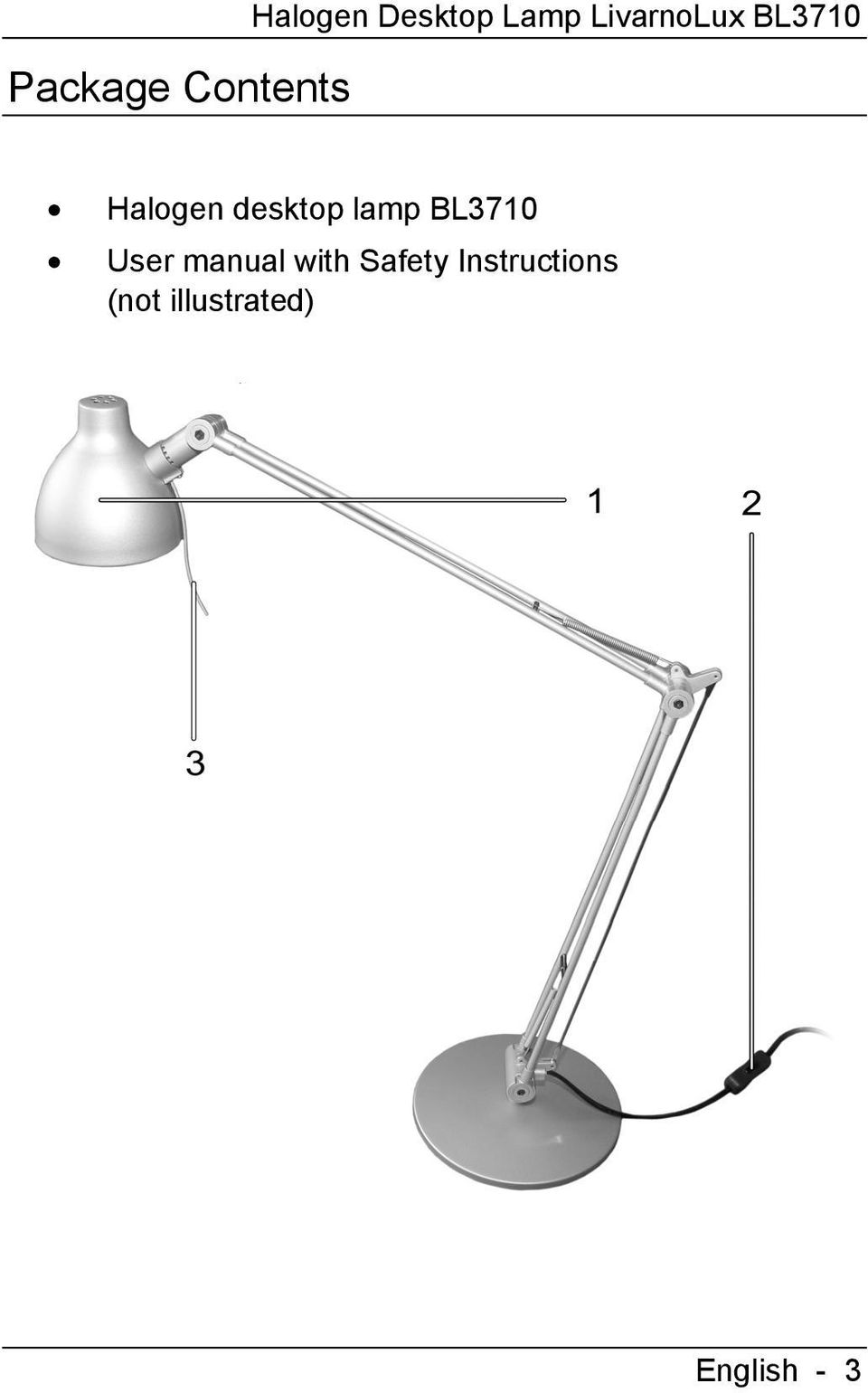 lamp BL3710 User manual with Safety