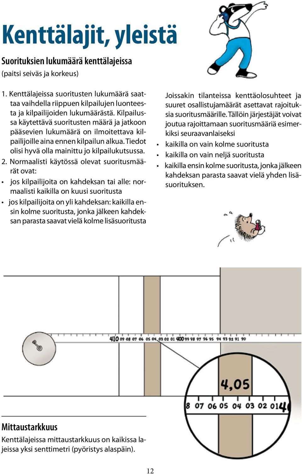 Kilpailussa käytettävä suoritusten määrä ja jatkoon pääsevien lukumäärä on ilmoitettava kilpailijoille aina ennen kilpailun alkua. Tiedot olisi hyvä olla mainittu jo kilpailukutsussa. 2.