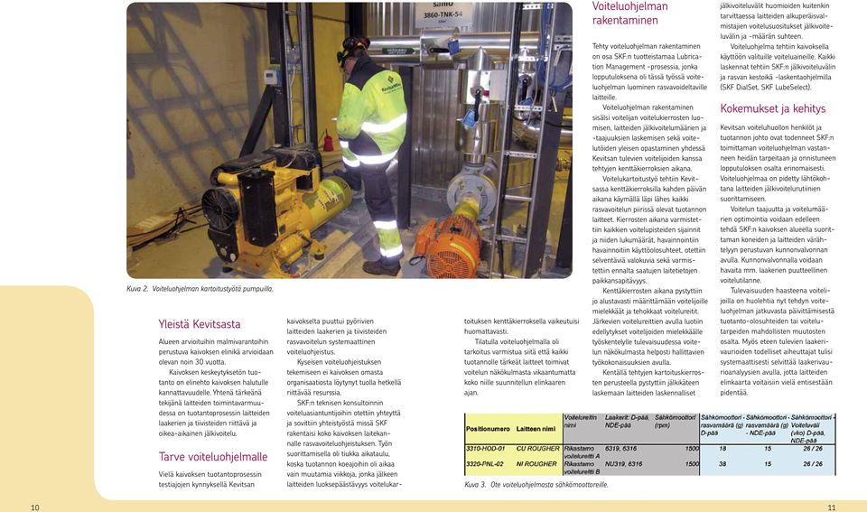 Yhtenä tärkeänä tekijänä laitteiden toimintavarmuudessa on tuotantoprosessin laitteiden laakerien ja tiivisteiden riittävä ja oikea-aikainen jälkivoitelu.