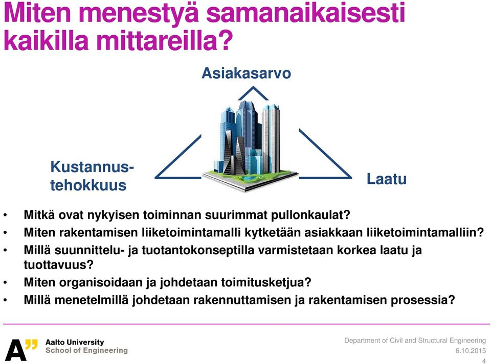 Miten rakentamisen liiketoimintamalli kytketään asiakkaan liiketoimintamalliin?