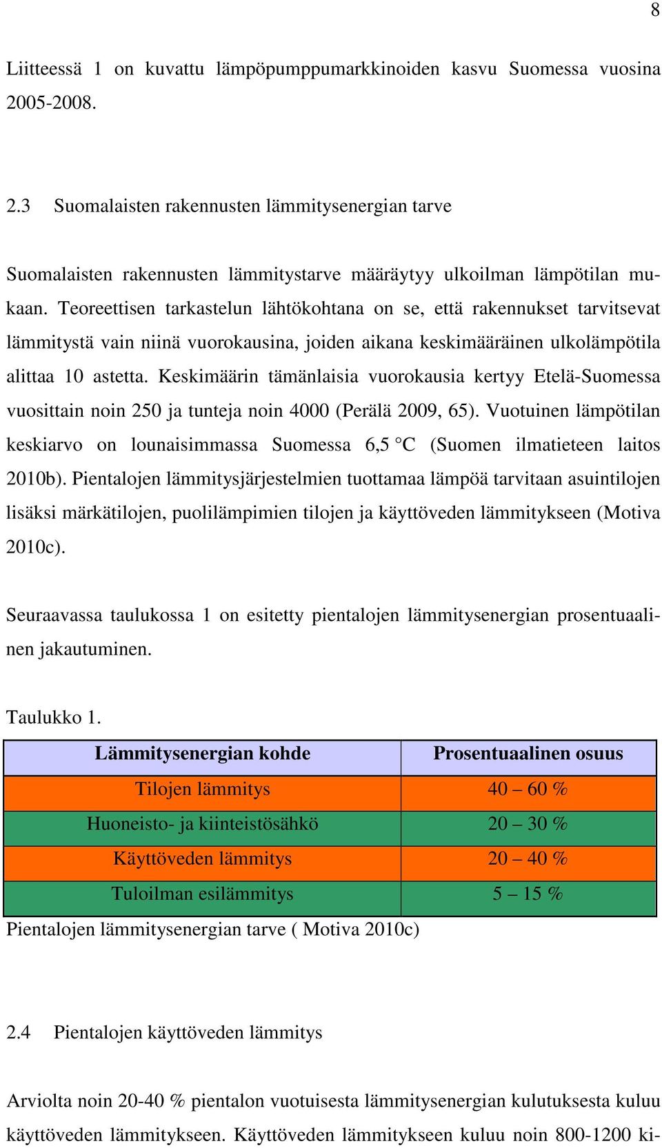 Teoreettisen tarkastelun lähtökohtana on se, että rakennukset tarvitsevat lämmitystä vain niinä vuorokausina, joiden aikana keskimääräinen ulkolämpötila alittaa 10 astetta.