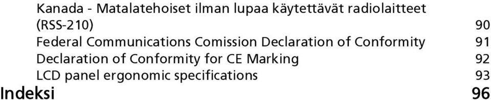 Comission Declaration of Conformity 91 Declaration of