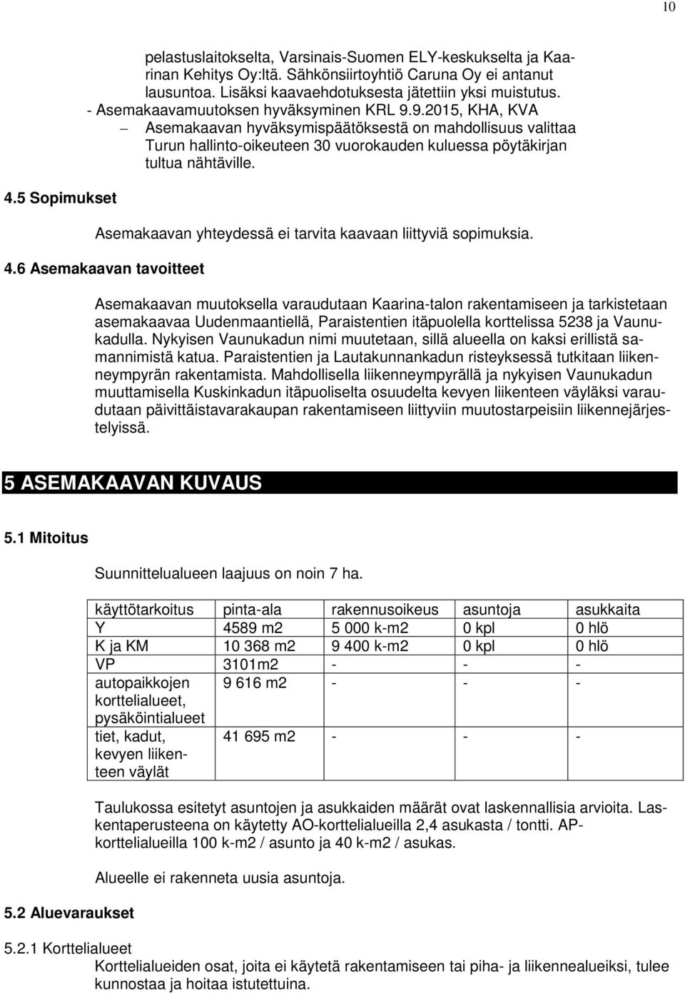 9.2015, KHA, KVA Asemakaavan hyväksymispäätöksestä on mahdollisuus valittaa Turun hallinto-oikeuteen 30 vuorokauden kuluessa pöytäkirjan tultua nähtäville.