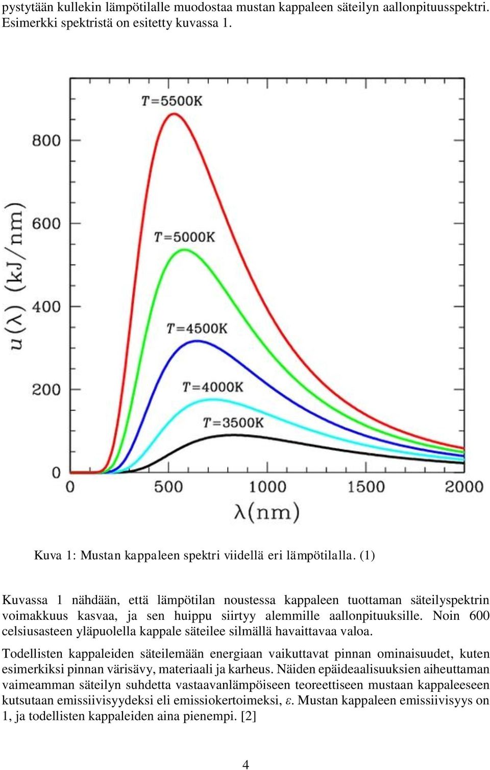 Noin 600 celsiusasteen yläpuolella kappale säteilee silmällä havaittavaa valoa.