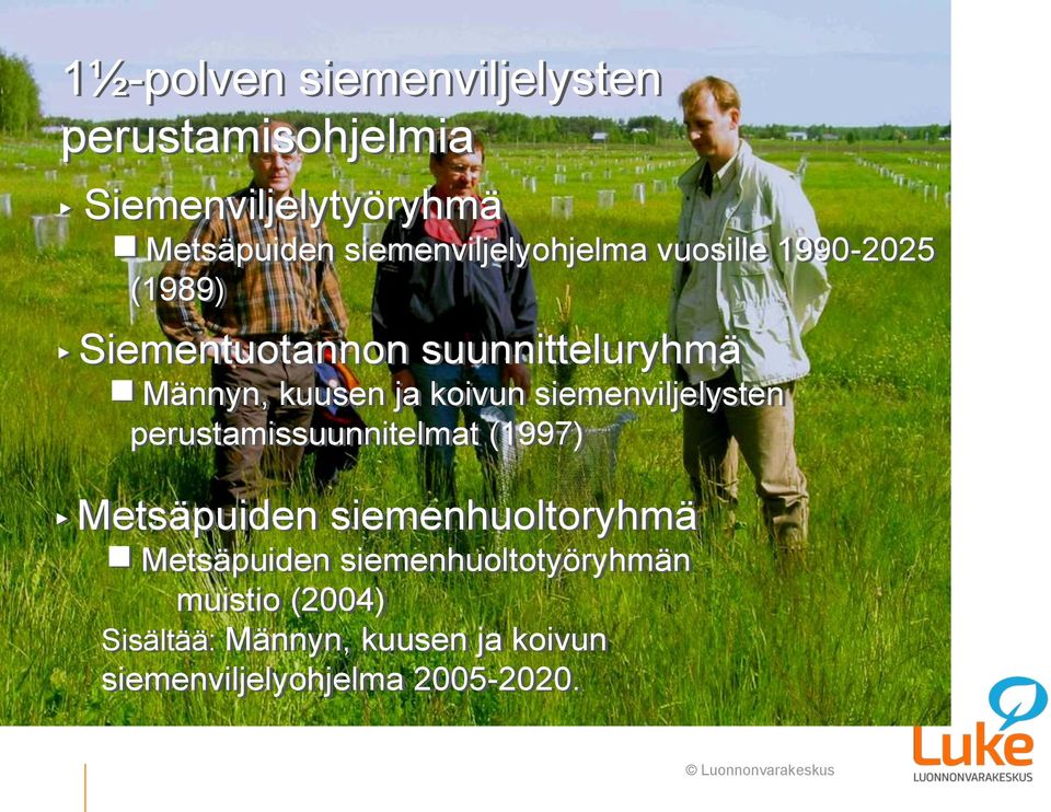 ja koivun siemenviljelysten perustamissuunnitelmat (1997) Metsäpuiden siemenhuoltoryhmä