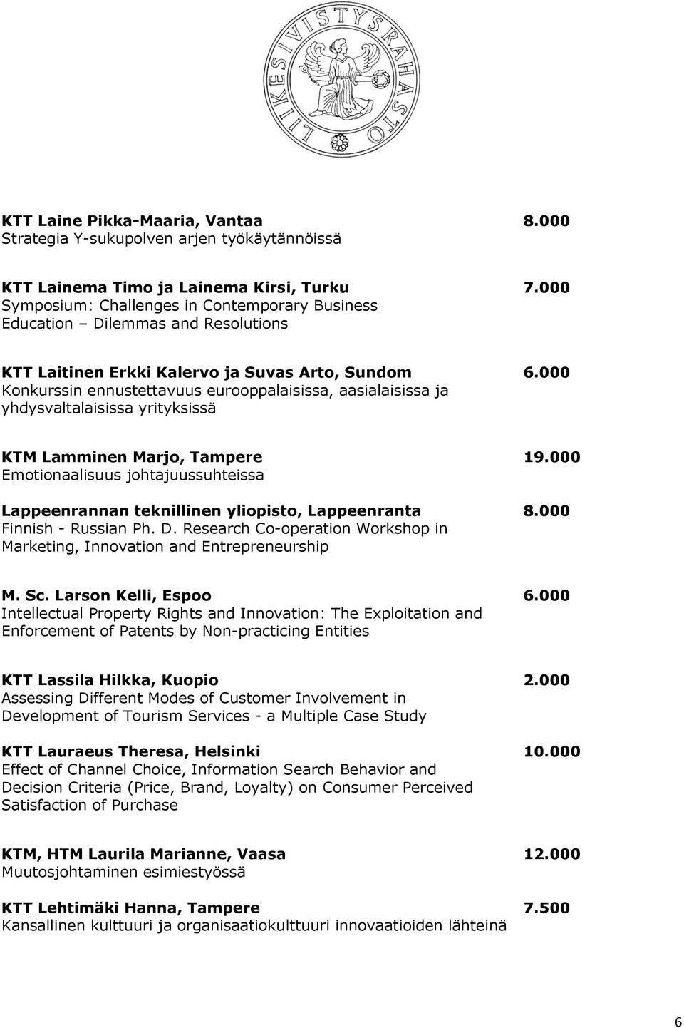 000 Konkurssin ennustettavuus eurooppalaisissa, aasialaisissa ja yhdysvaltalaisissa yrityksissä KTM Lamminen Marjo, Tampere 19.