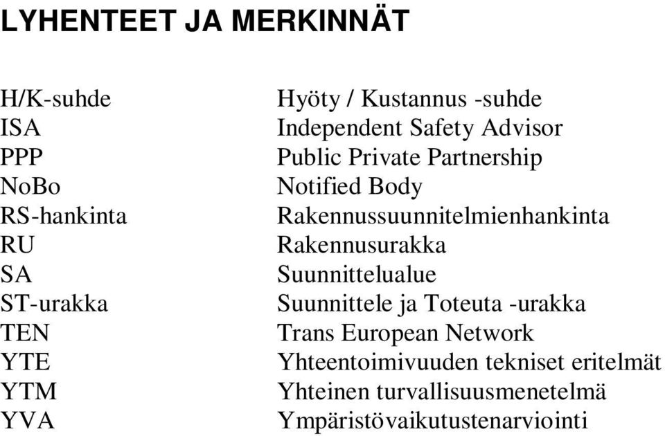 Rakennussuunnitelmienhankinta Rakennusurakka Suunnittelualue Suunnittele ja Toteuta -urakka Trans