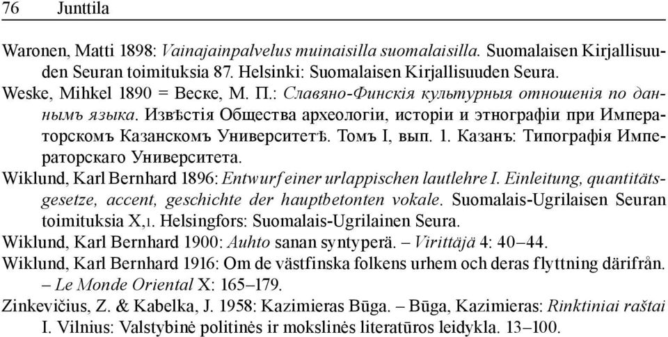 Wiklund, Karl Bernhard 1896: Entwurf einer urlappischen lautlehre I. Einleitung, quantitätsgesetze, accent, geschichte der hauptbetonten vokale. Suomalais-Ugrilaisen Seuran toimituksia X,1.