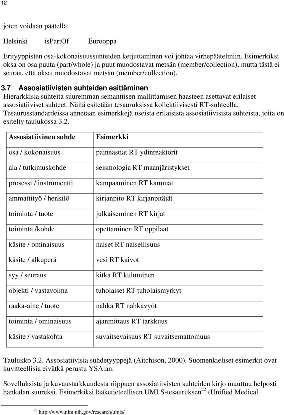 7 Assosiatiivisten suhteiden esittäminen Hierarkkisia suhteita suuremman semanttisen mallittamisen haasteen asettavat erilaiset assosiatiiviset suhteet.