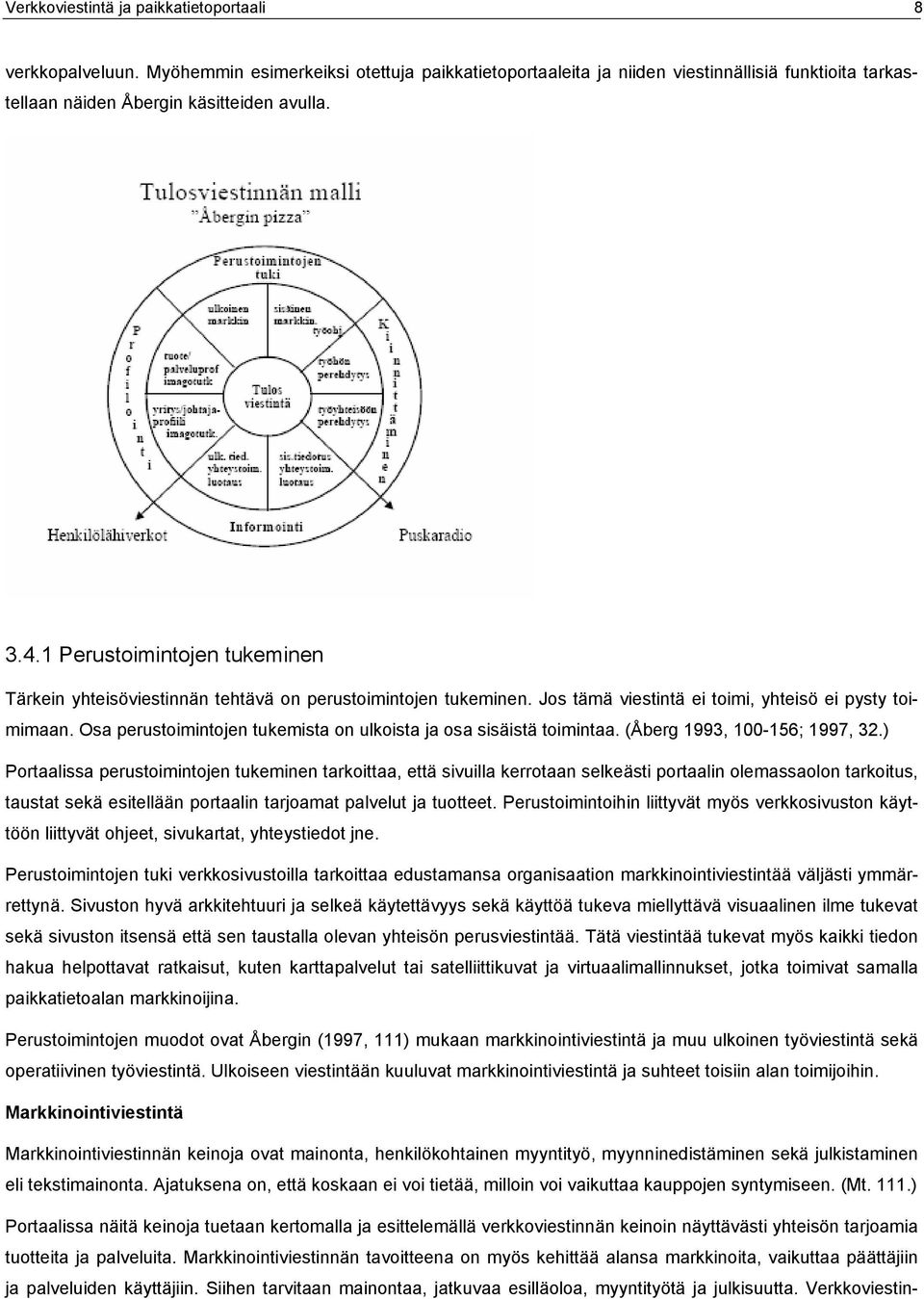 Osa perustoimintojen tukemista on ulkoista ja osa sisäistä toimintaa. (Åberg 1993, 100-156; 1997, 32.