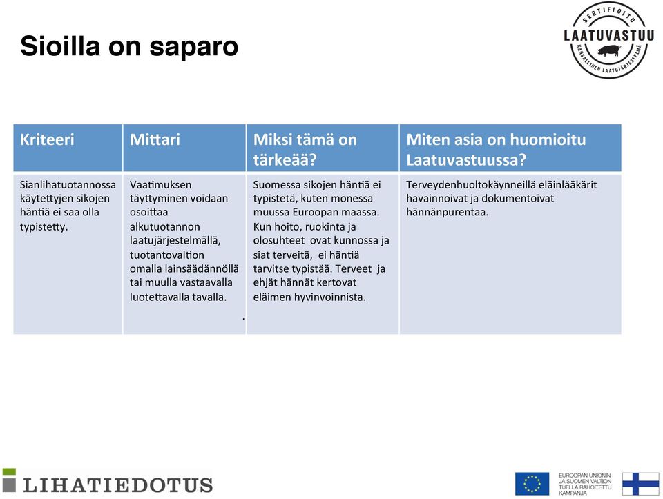 . Suomessa sikojen hän6ä ei typistetä, kuten monessa muussa Euroopan maassa.