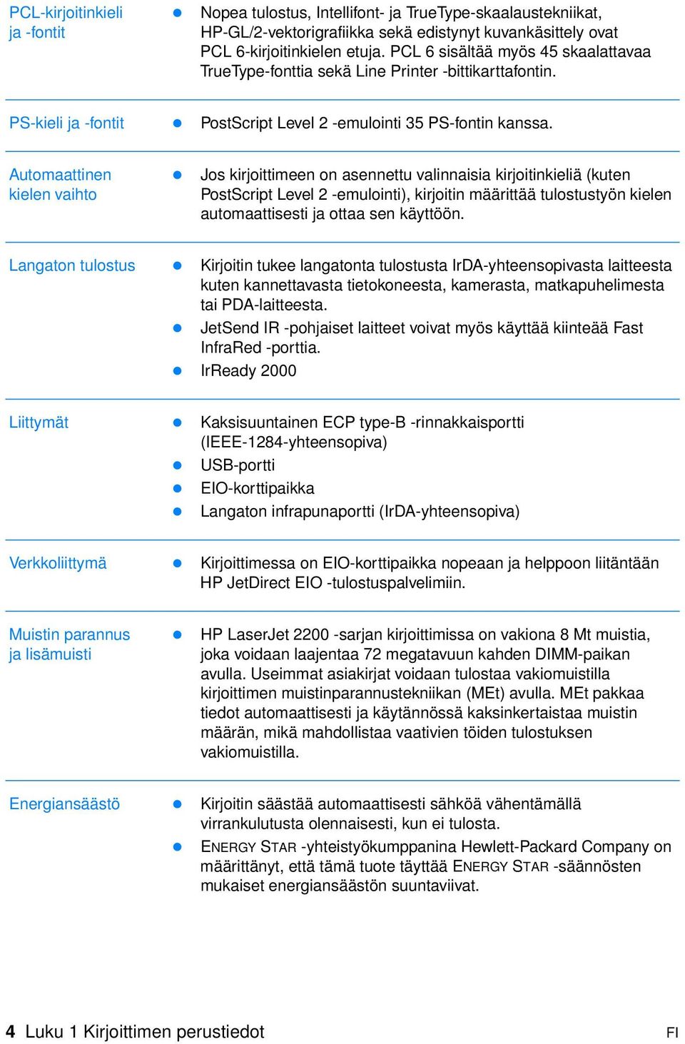 Jos kirjoittimeen on asennettu valinnaisia kirjoitinkieliä (kuten PostScript Level 2 -emulointi), kirjoitin määrittää tulostustyön kielen automaattisesti ja ottaa sen käyttöön. Langaton tulostus!