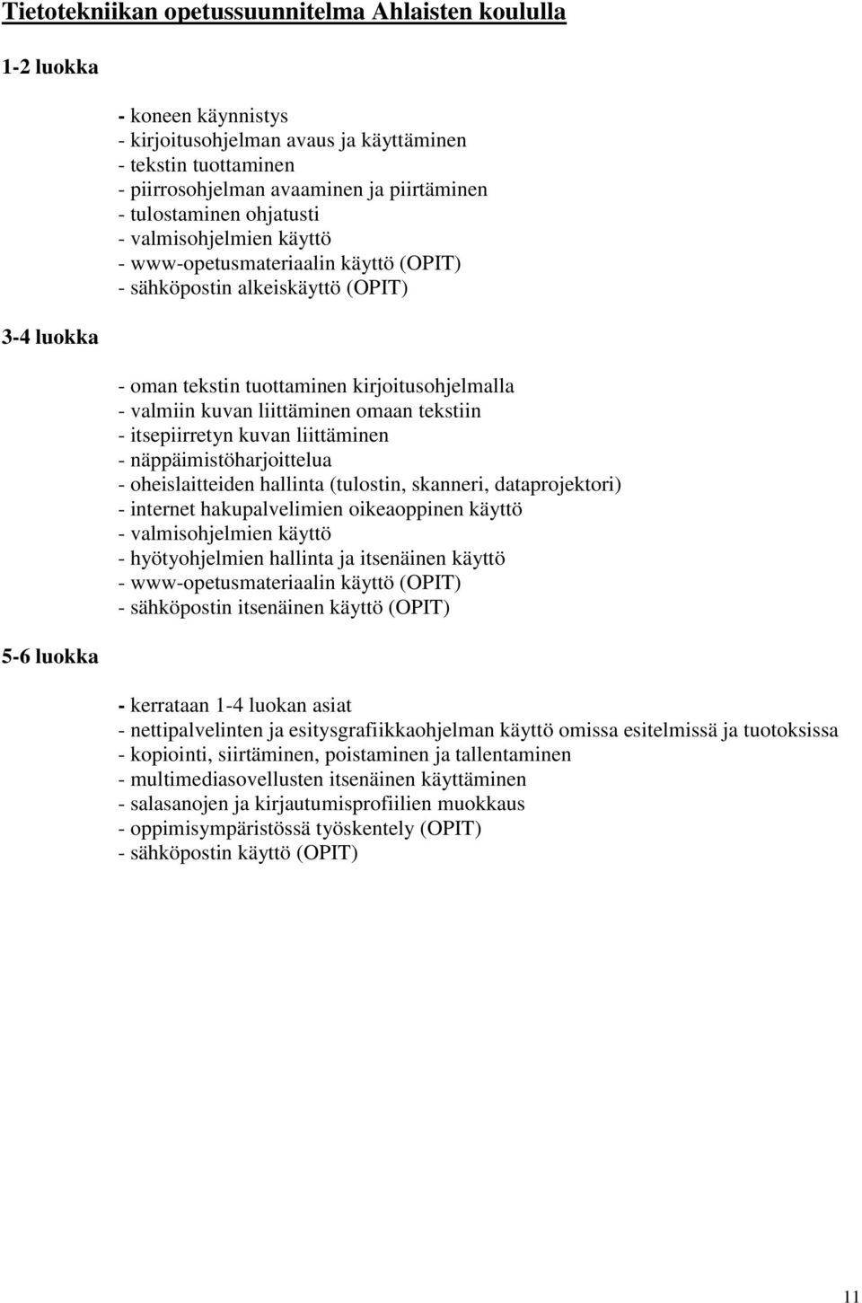 liittäminen omaan tekstiin - itsepiirretyn kuvan liittäminen - näppäimistöharjoittelua - oheislaitteiden hallinta (tulostin, skanneri, dataprojektori) - internet hakupalvelimien oikeaoppinen käyttö -