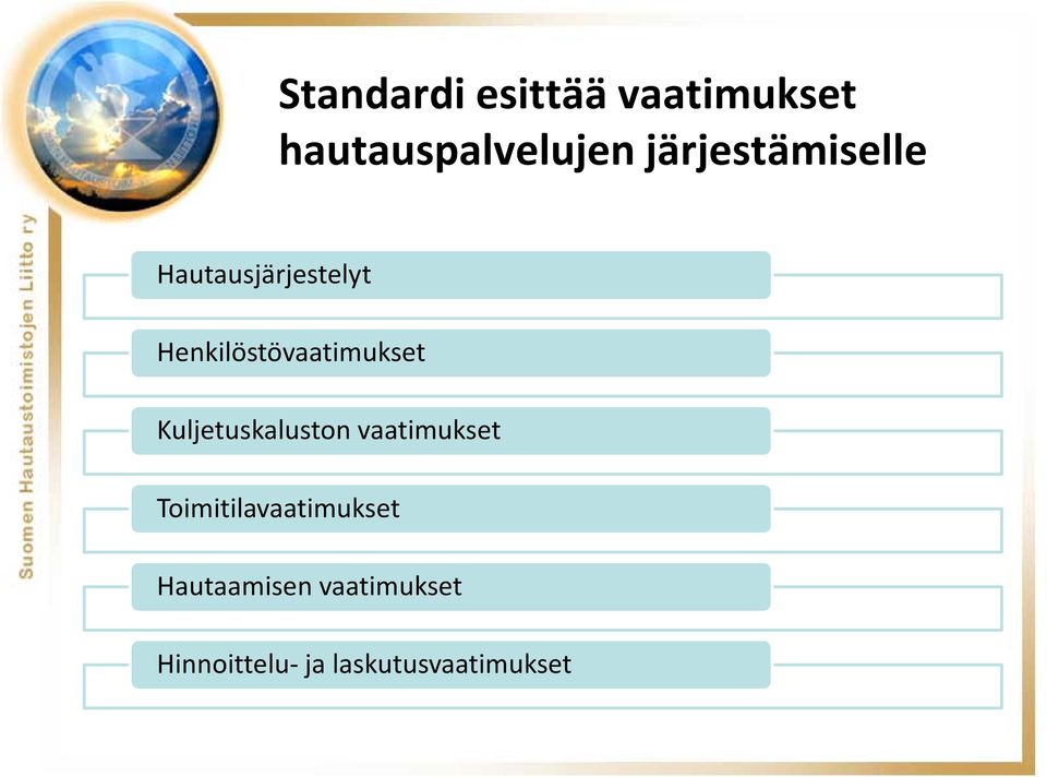 Henkilöstövaatimukset Kuljetuskaluston vaatimukset