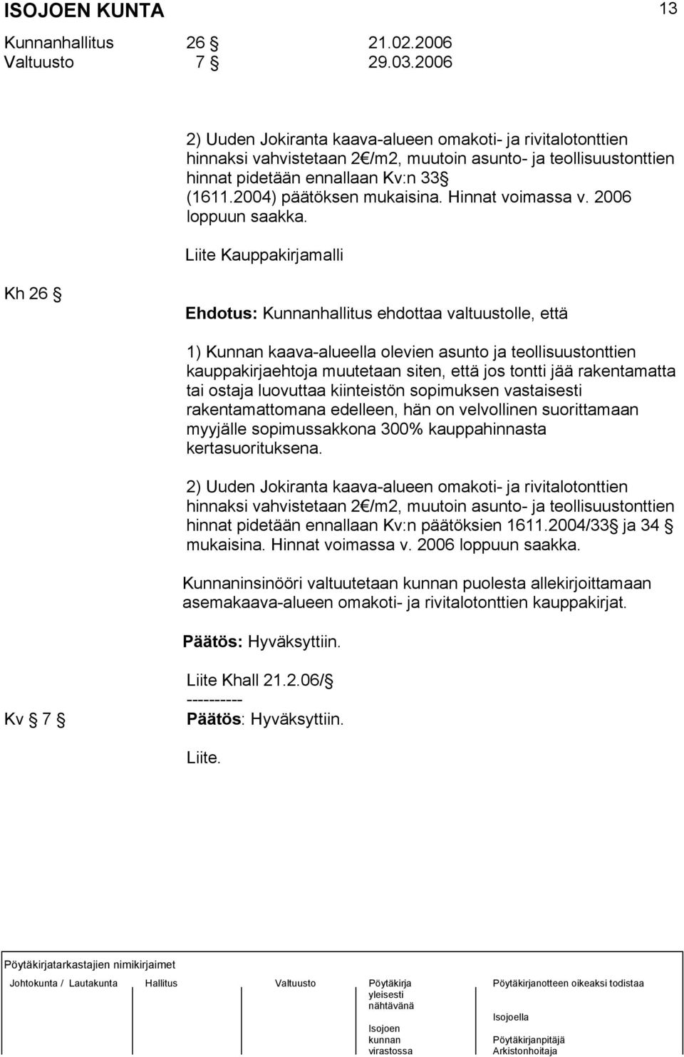 2004) päätöksen mukaisina. Hinnat voimassa v. 2006 loppuun saakka.