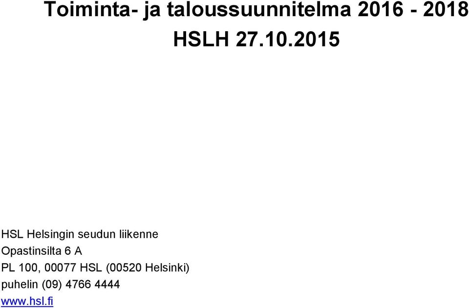 2015 HSL Helsingin seudun liikenne