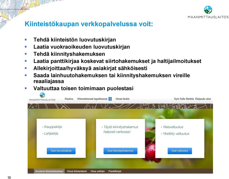 siirtohakemukset ja haltijailmoitukset Allekirjoittaa/hyväksyä asiakirjat sähköisesti