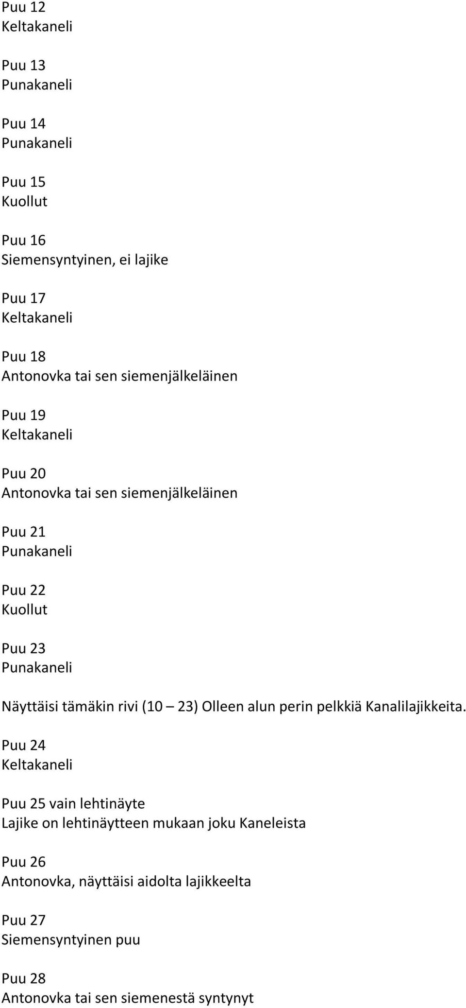 rivi (10 23) Olleen alun perin pelkkiä Kanalilajikkeita.