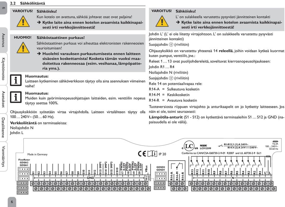 Sähköstaattinen purkaus voi aiheuttaa elektronisten rakenneosien vaurioitumisen! Î Huolehti varauksen purkautumisesta ennen laitteen sisäosien koskettamista!