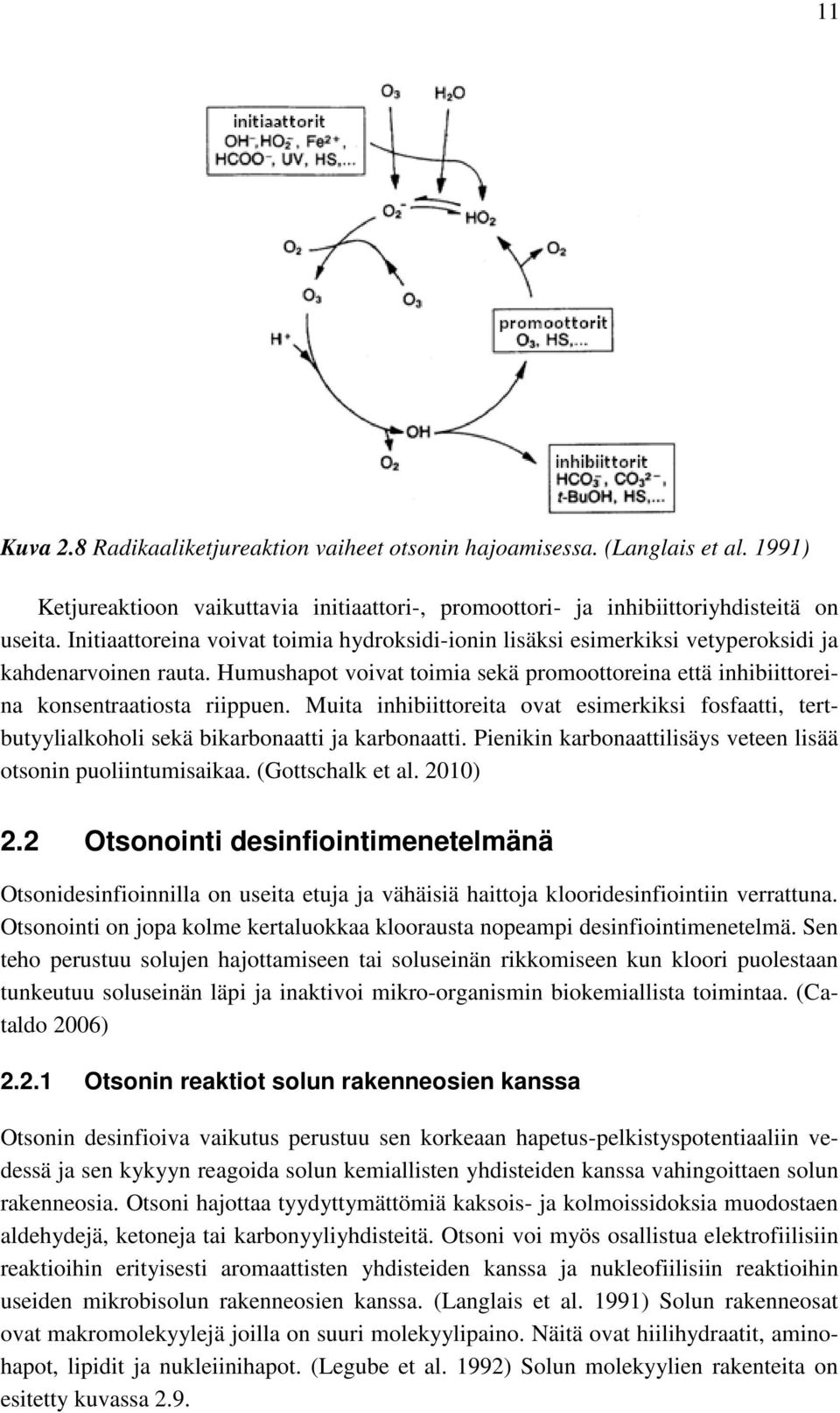 Muita inhibiittoreita ovat esimerkiksi fosfaatti, tertbutyylialkoholi sekä bikarbonaatti ja karbonaatti. Pienikin karbonaattilisäys veteen lisää otsonin puoliintumisaikaa. (Gottschalk et al. 2010) 2.