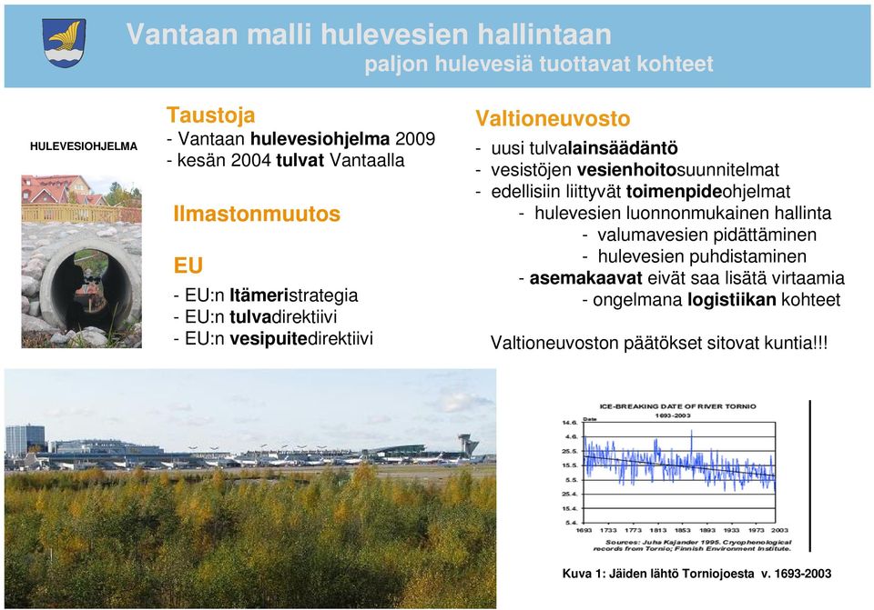 liittyvät toimenpideohjelmat - hulevesien luonnonmukainen hallinta - valumavesien pidättäminen - hulevesien puhdistaminen - asemakaavat