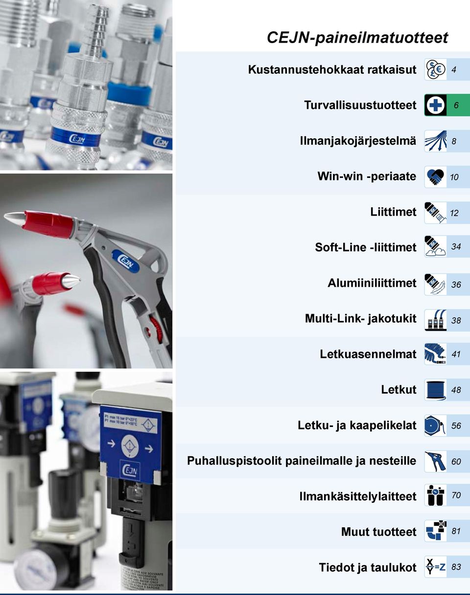 Alumiiniliittimet 36 Multi-Link- jakotukit 38 Letkuasennelmat 41 Letkut 48 Letku- ja