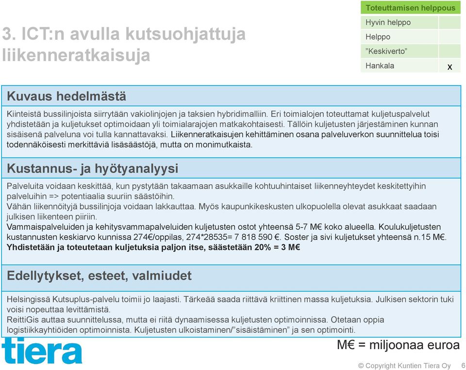 Tällöin kuljetusten järjestäminen kunnan sisäisenä palveluna voi tulla kannattavaksi.