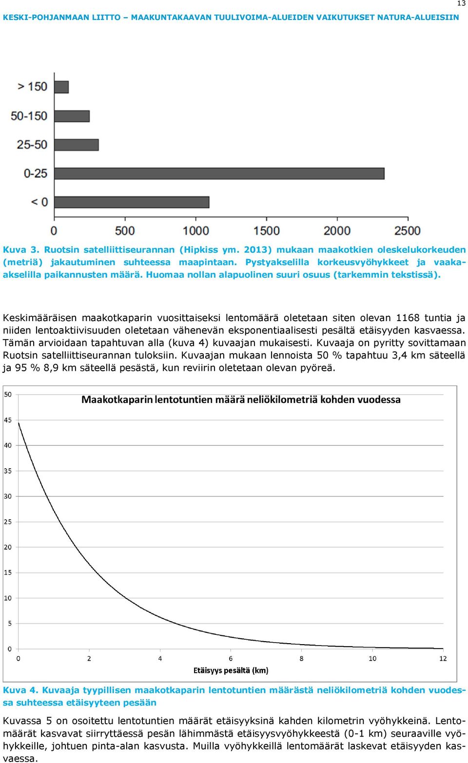 Keskimääräisen maakotkaparin vuosittaiseksi lentomäärä oletetaan siten olevan 1168 tuntia ja niiden lentoaktiivisuuden oletetaan vähenevän eksponentiaalisesti pesältä etäisyyden kasvaessa.