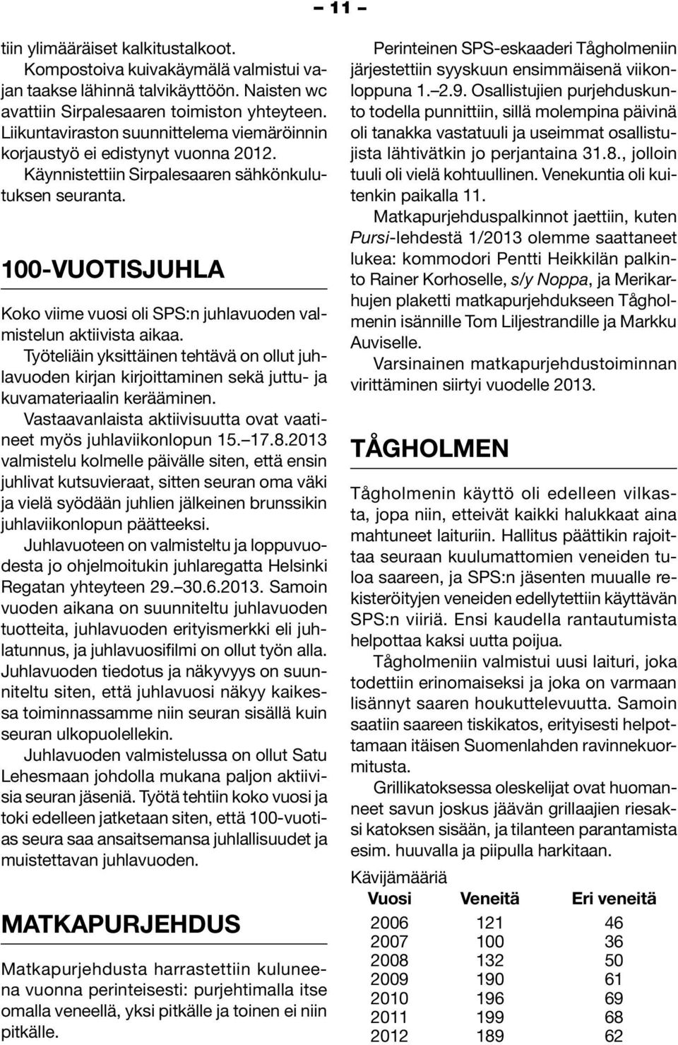 100-VUOTISJUHLA Koko viime vuosi oli SPS:n juhlavuoden valmistelun aktiivista aikaa.