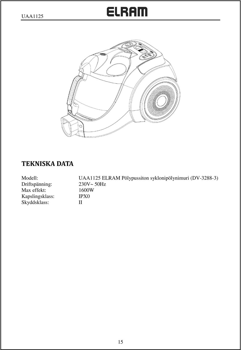 UAA1125 ELRAM Pölypussiton