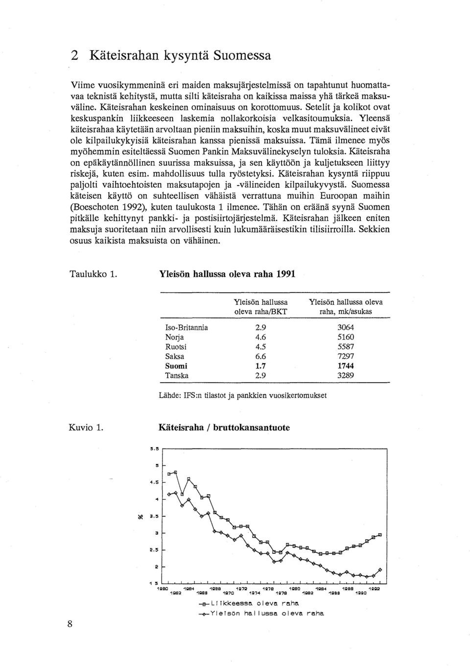 Yleensä käteisrahaa käytetään arvoltaan pieniin maksuihin, koska muut maksuvälineet eivät ole kilpailukykyisiä käteisrahan kanssa pienissä maksuissa.