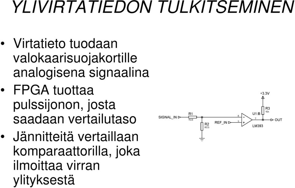 tuottaa pulssijonon, josta saadaan vertailutaso