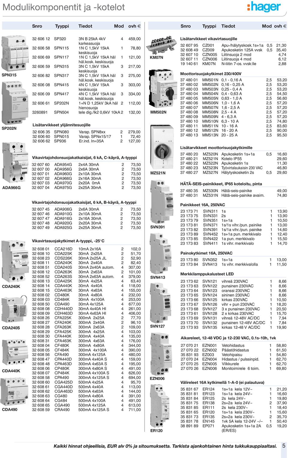 kosk. keskisuoja 32 606 61 SP202N 1+N D 1,25kV 3kA häl 2 112,00 hienosuoja 3260891 SPN504 tele dig./lk2 0,6kV 10kA 2 132,00 Lisätarvikkeet ylijännitesuojille 32 606 35 SPN080 Varap.