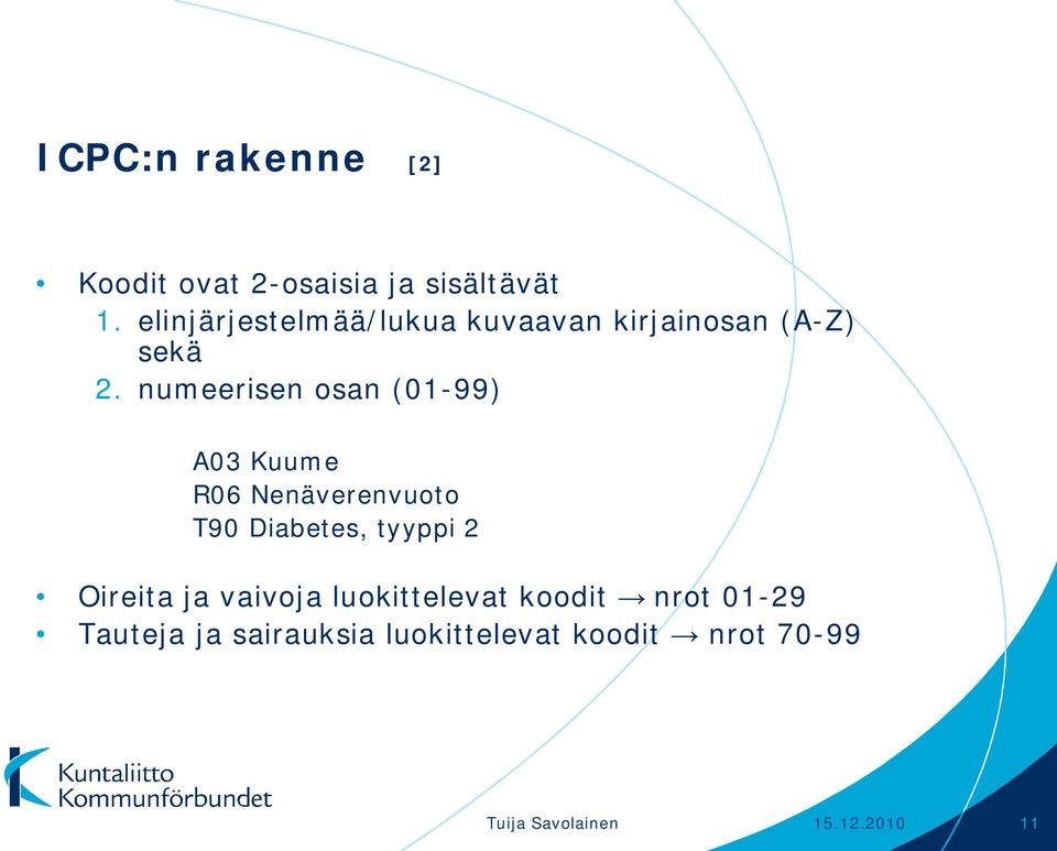 numeerisen osan (01-99) A03 Kuume R06 Nenäverenvuoto T90 Diabetes, tyyppi 2