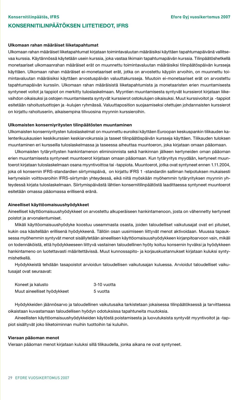 Tilinpäätöshetkellä monetaariset ulkomaanrahan määräiset erät on muunnettu toimintavaluutan määräisiksi tilinpäätöspäivän kursseja käyttäen.