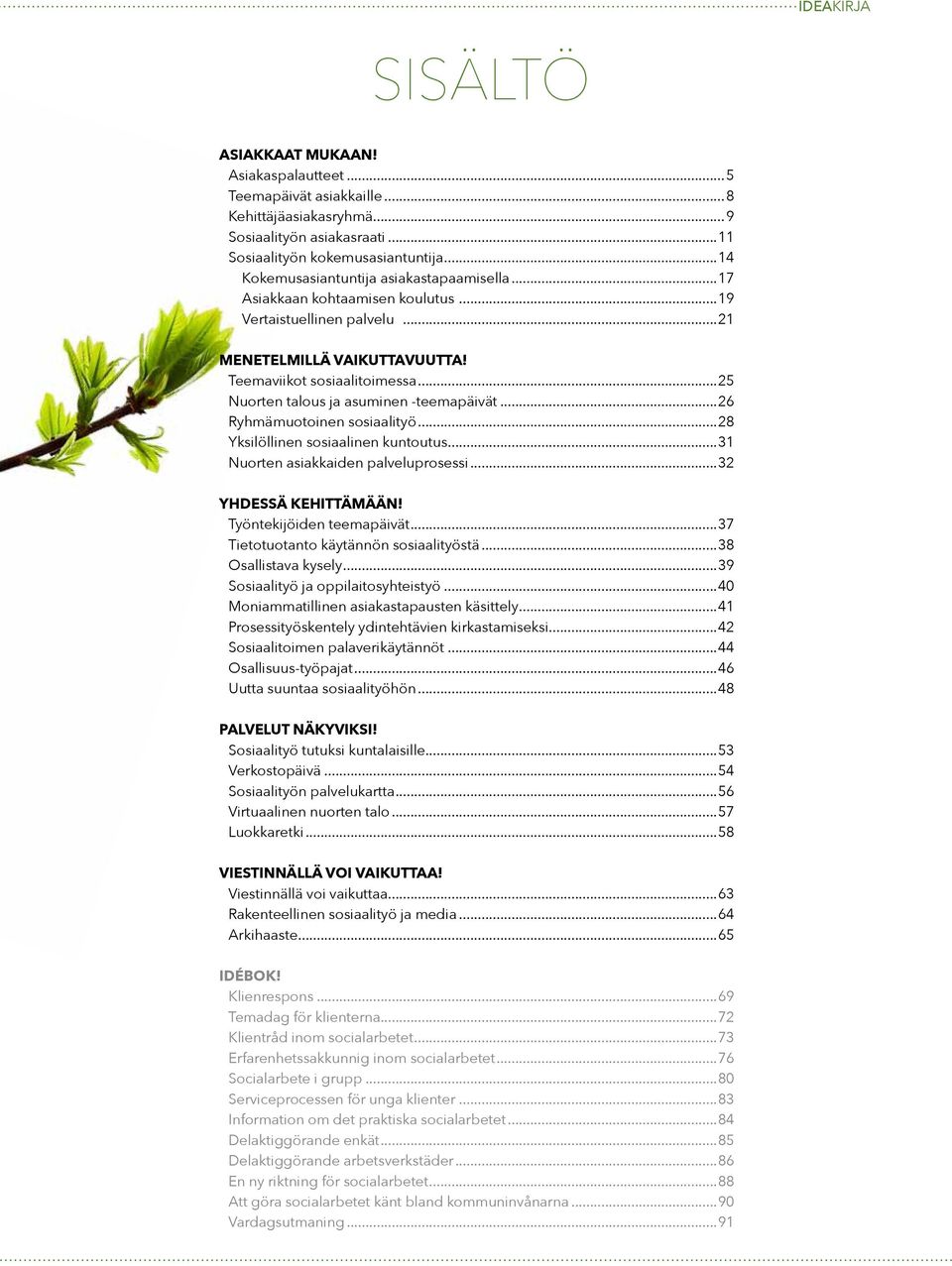 ..25 Nuorten talous ja asuminen -teemapäivät...26 Ryhmämuotoinen sosiaalityö...28 Yksilöllinen sosiaalinen kuntoutus...31 Nuorten asiakkaiden palveluprosessi...32 YHDESSÄ KEHITTÄMÄÄN!