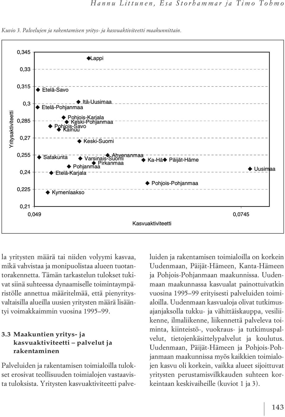 Tämän tarkastelun tulokset tukivat siinä suhteessa dynaamiselle toimintaympäristölle annettua määritelmää, että pienyritysvaltaisilla alueilla uusien yritysten määrä lisääntyi voimakkaimmin vuosina