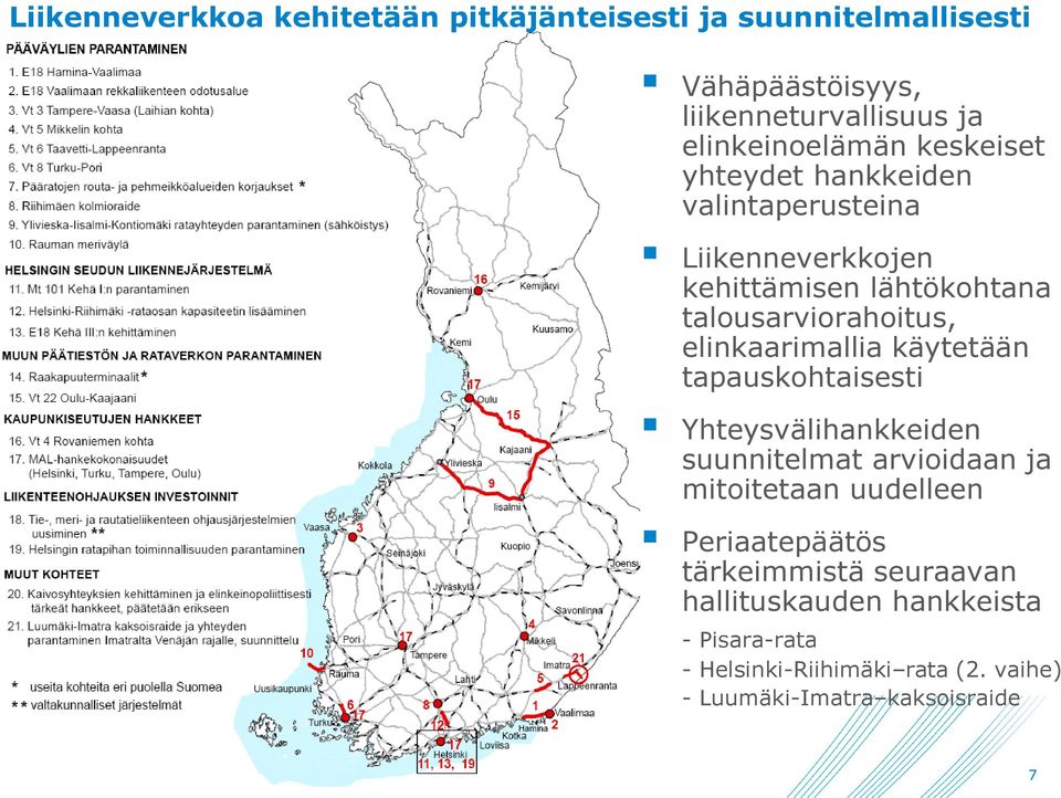 elinkaarimallia käytetään tapauskohtaisesti Yhteysvälihankkeiden suunnitelmat arvioidaan ja mitoitetaan uudelleen