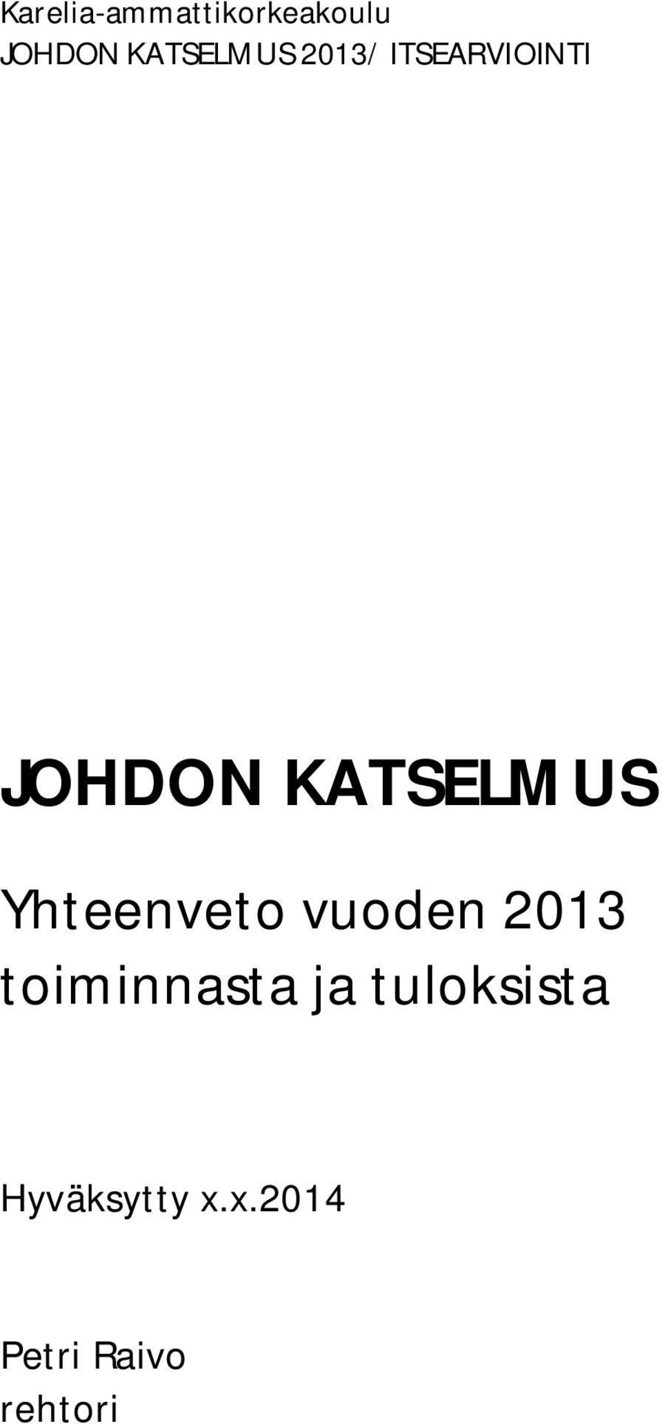 Yhteenveto vuoden 2013 toiminnasta