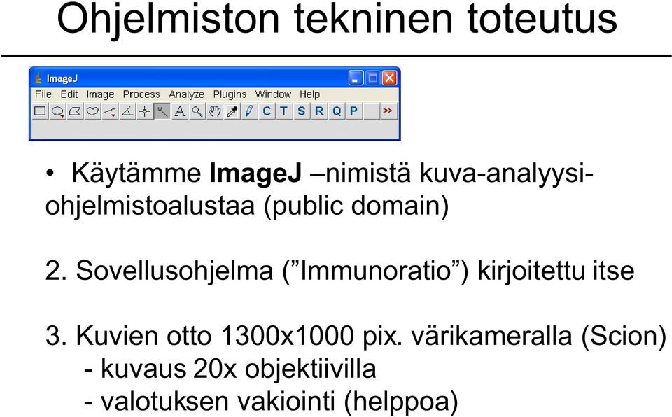 Sovellusohjelma ( Immunoratio ) kirjoitettu itse 3.