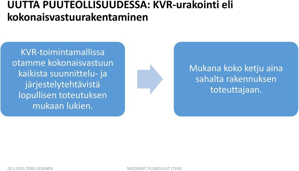 kokonaisvastuun kaikista suunnittelu- ja järjestelytehtävistä