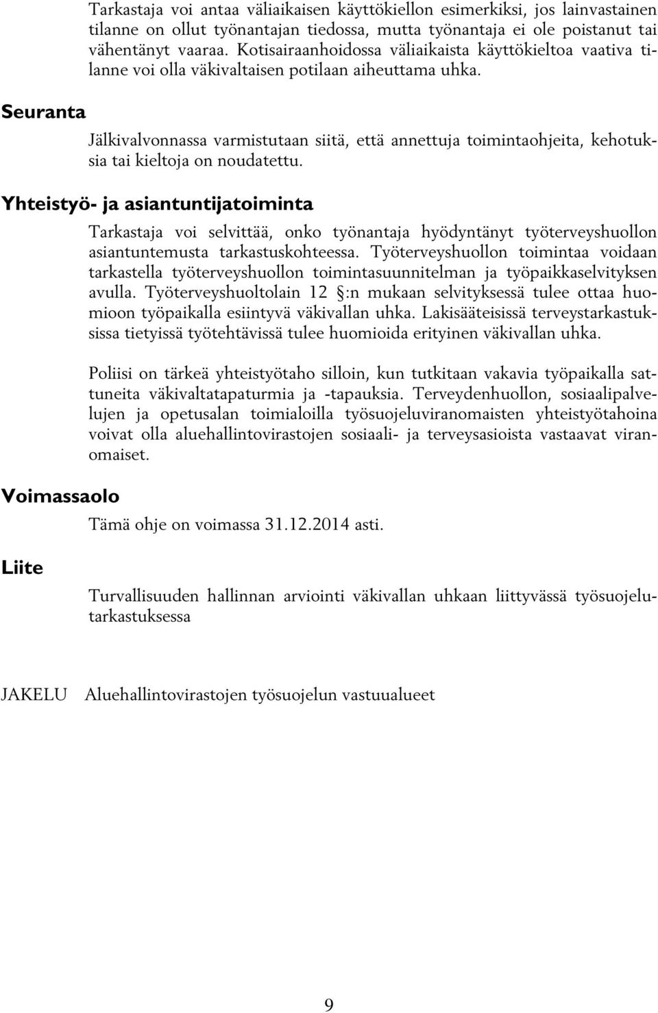 Jälkivalvonnassa varmistutaan siitä, että annettuja toimintaohjeita, kehotuksia tai kieltoja on noudatettu.