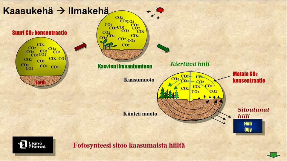 konsentraatio Kiinteä muoto Sitoutunut hiili Hiili