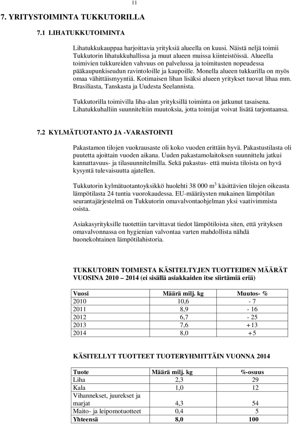 Alueella toimivien tukkureiden vahvuus on palvelussa ja toimitusten nopeudessa pääkaupunkiseudun ravintoloille ja kaupoille. Monella alueen tukkurilla on myös omaa vähittäismyyntiä.