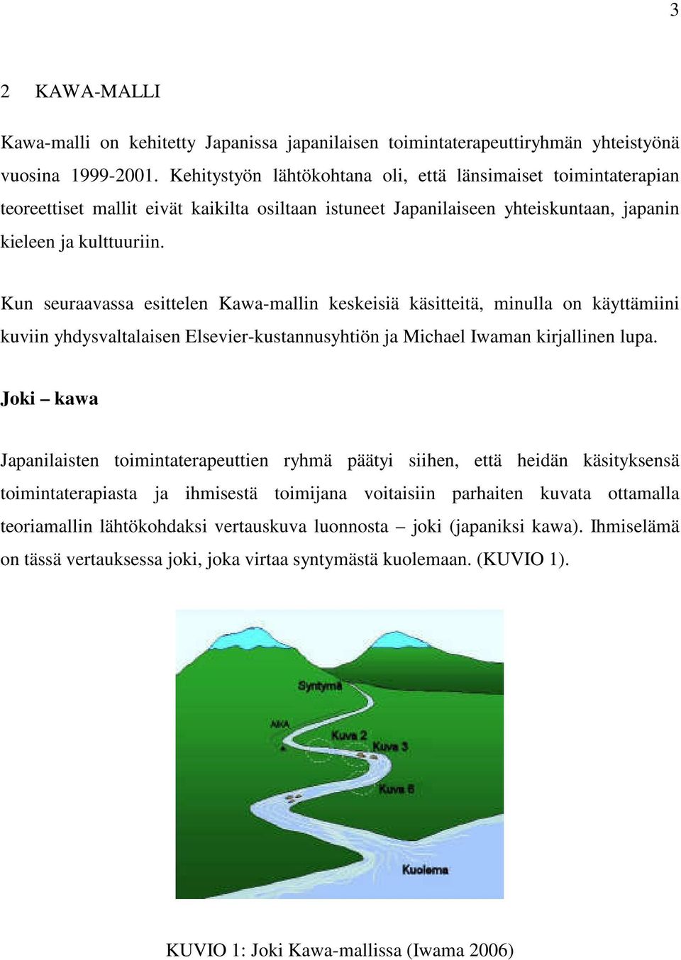 Kun seuraavassa esittelen Kawa-mallin keskeisiä käsitteitä, minulla on käyttämiini kuviin yhdysvaltalaisen Elsevier-kustannusyhtiön ja Michael Iwaman kirjallinen lupa.